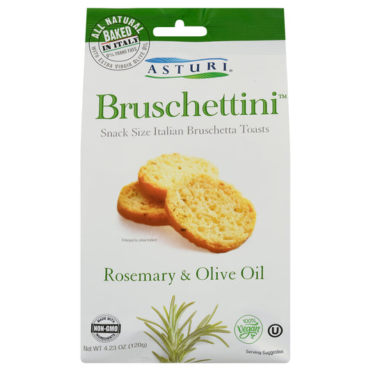 Asturi Bruschettini Snack Size Italian Rosemary & Olive Oil Bruschetta Toasts 4.23 oz