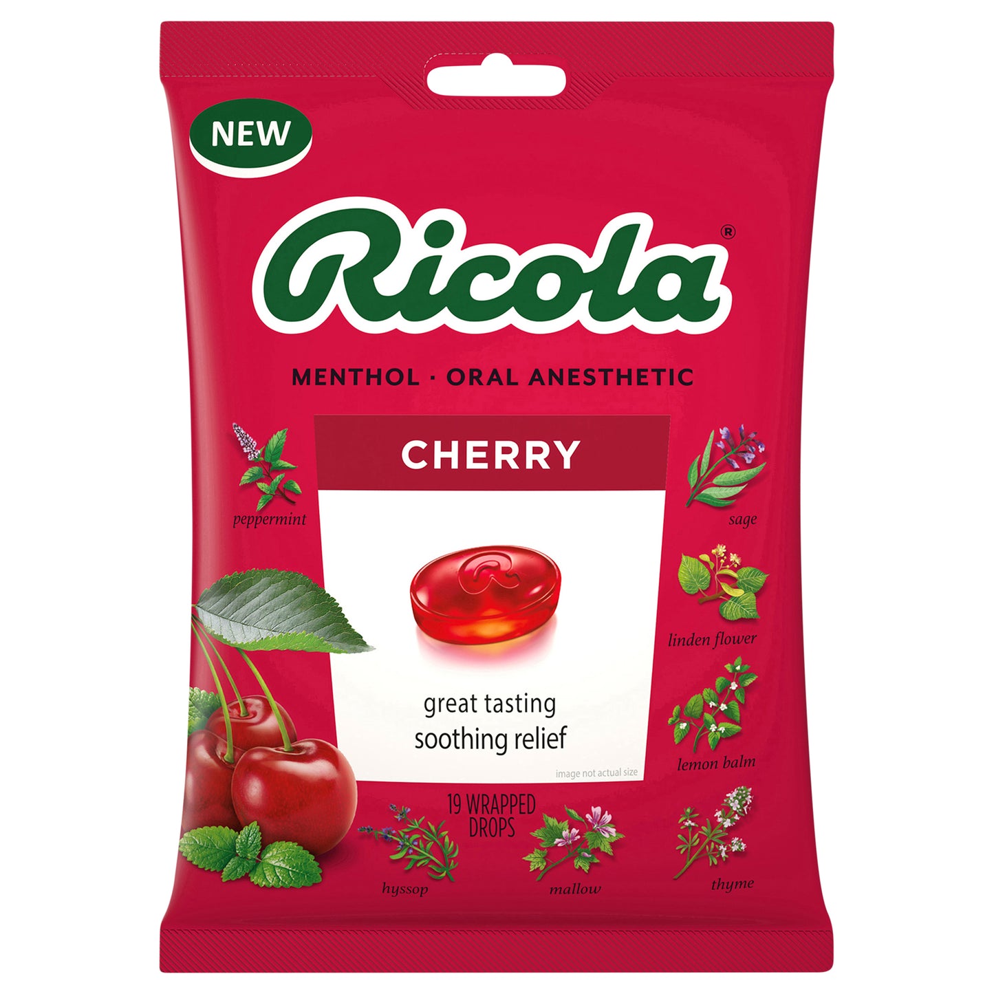 Ricola Cherry Throat Drops | Delicious Throat Refreshment & Oral Anesthetic, 19 Count