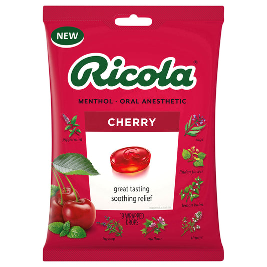 Ricola Cherry Throat Drops | Delicious Throat Refreshment & Oral Anesthetic, 19 Count