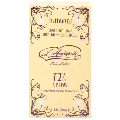 L'Amourette 72% Cacao Almonds Dark Chocolate 3.5 oz