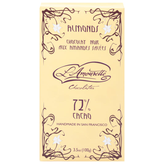 L'Amourette 72% Cacao Almonds Dark Chocolate 3.5 oz