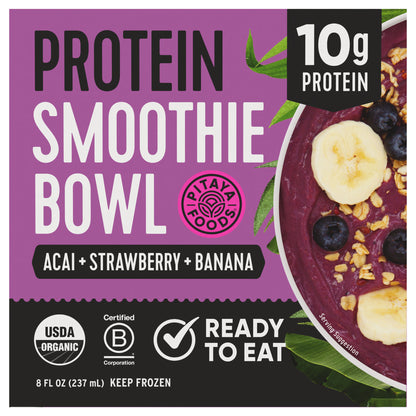 Pitaya Foods Organic Acai Strawberry Banana Protein Smoothie Bowl