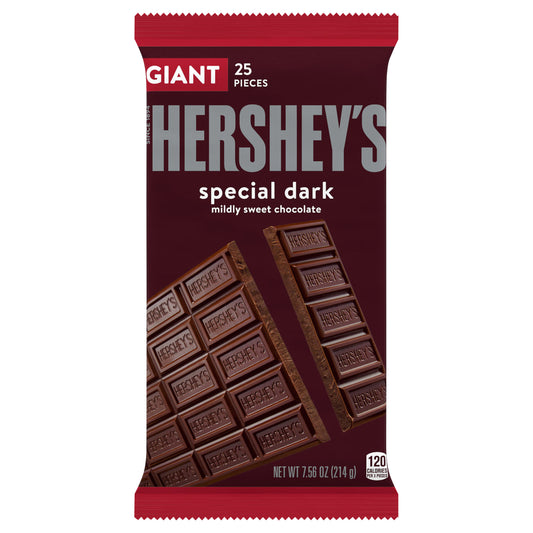 HERSHEY'S SPECIAL DARK Mildly Sweet Chocolate Giant, Candy Bar, 7.56 oz (25 Pieces)