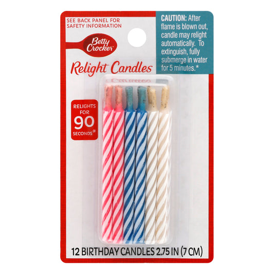 Betty Crocker 2.75 Inch Relight Birthday Candles 12 ea