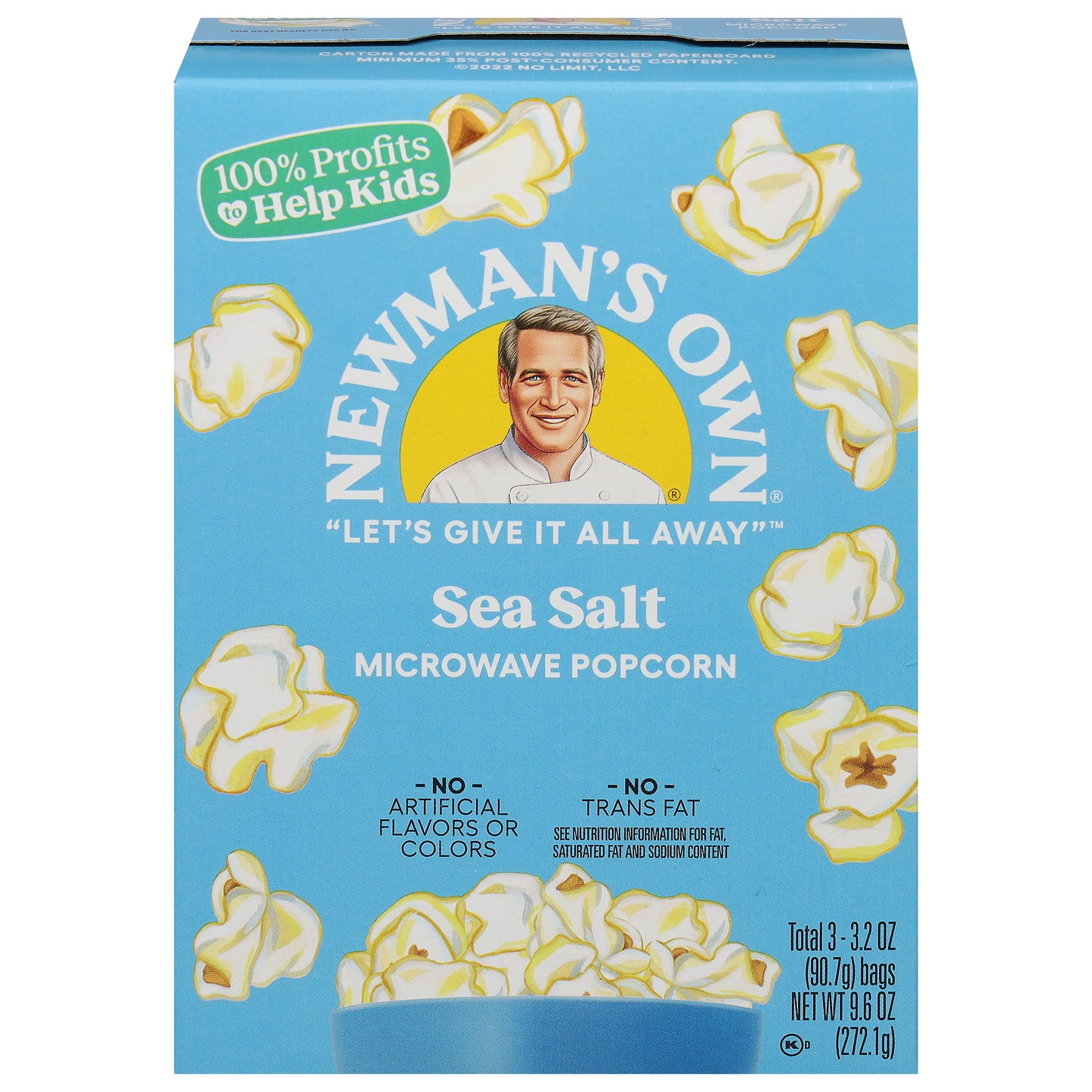 Newman's Own Sea Salt Microwave Popcorn 3 - 3.2 oz Bags