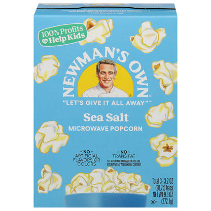 Newman's Own Sea Salt Microwave Popcorn 3 - 3.2 oz Bags
