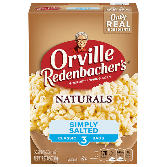 Orville Redenbacher's Naturals Simply Salted Popcorn, 3.29 Ounce Classic Bag, 3-Count