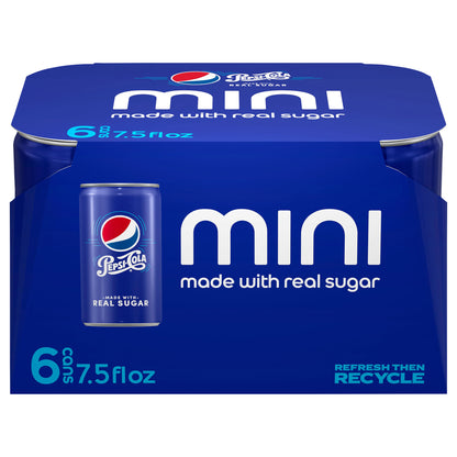 Pepsi Real Sugar Soda Cola 7.5 Fl Oz 6 Count, Paperboard