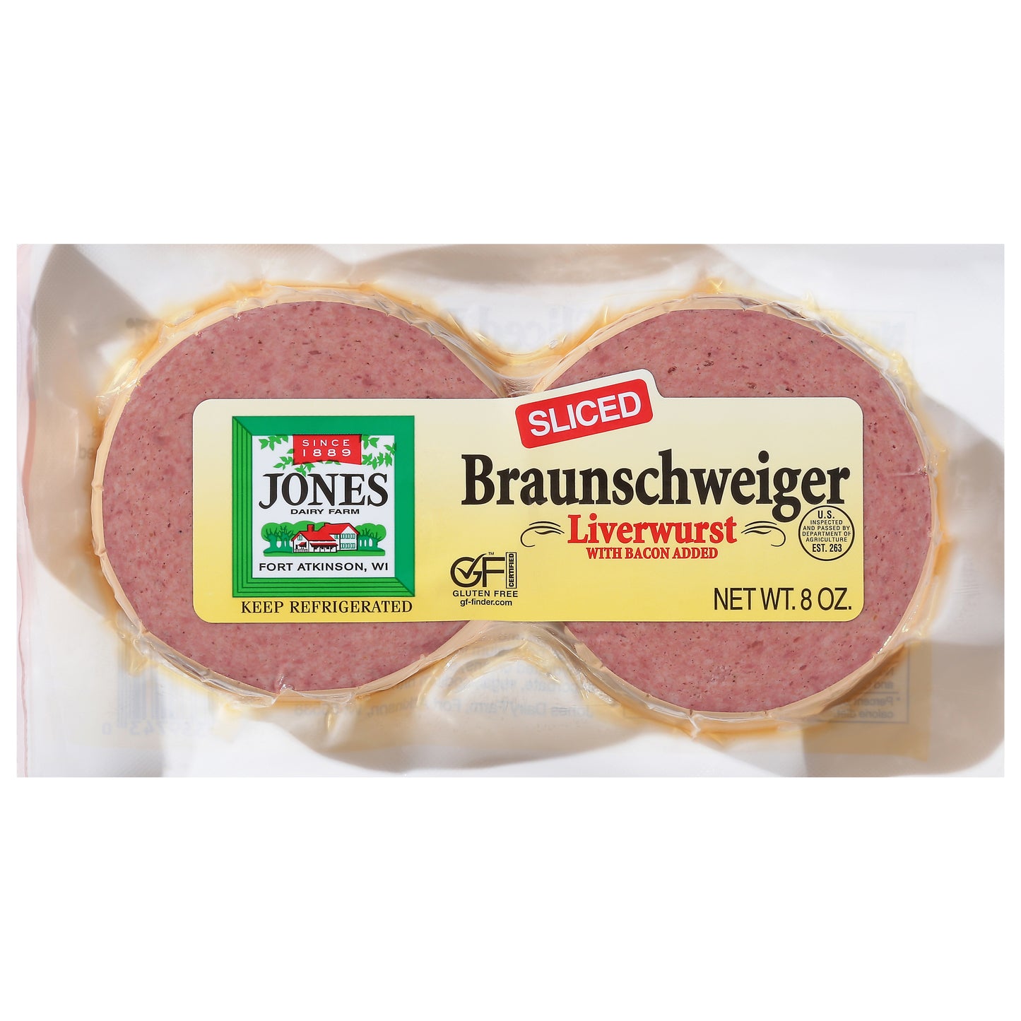 Jones Dairy Farm Sliced Braunschweiger Liverwurst 8 oz
