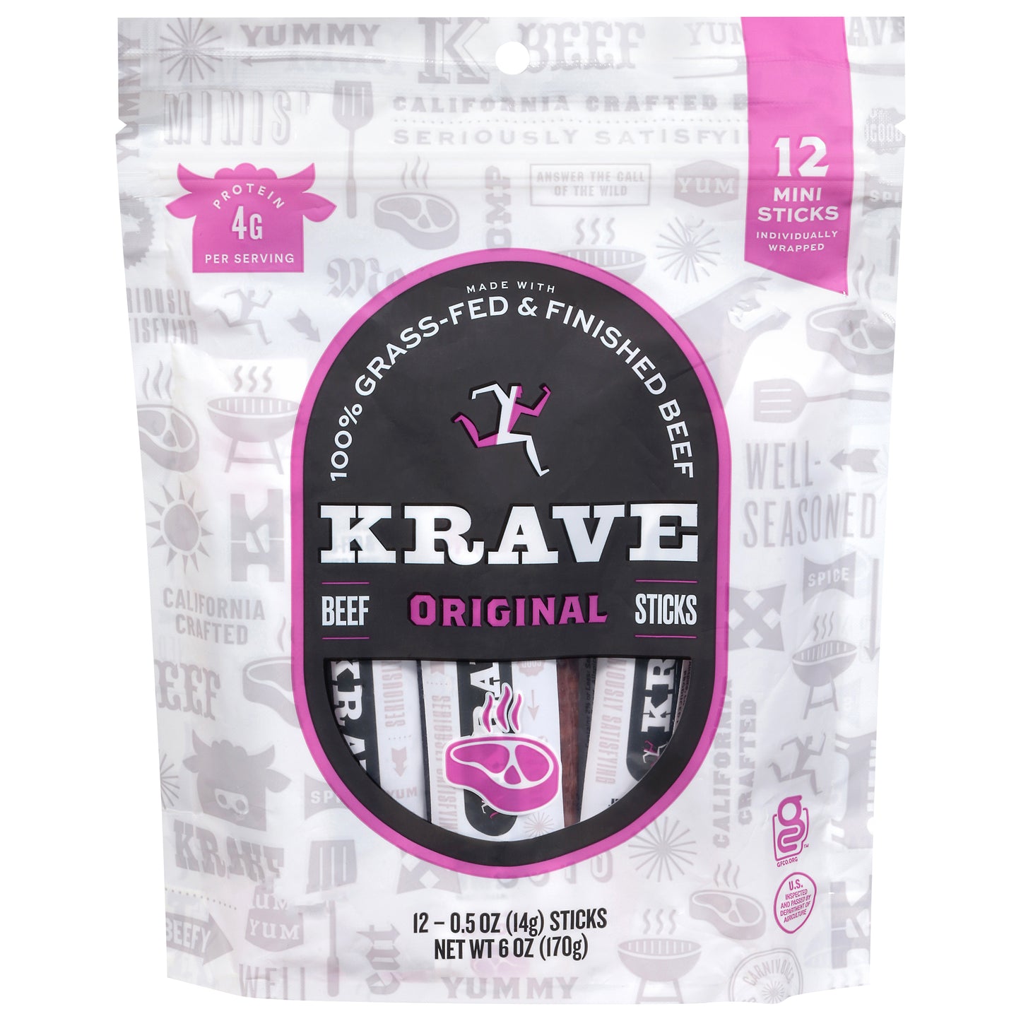 Krave Original Mini Beef Sticks 12 - 0.5 oz Sticks