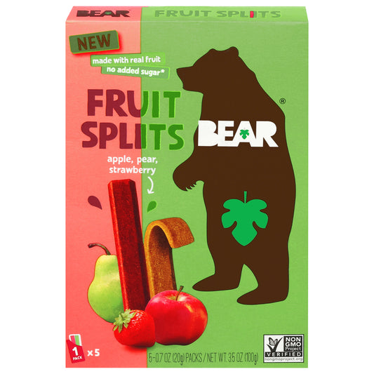 Bear Apple, Pear, Strawberry Fruit Splits 5 - 0.7 oz Packs