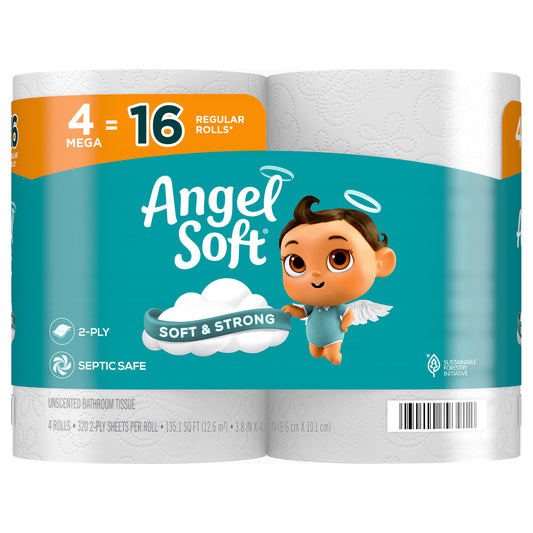 ANGEL SOFT® TOILET PAPER, 4 MEGA ROLLS
