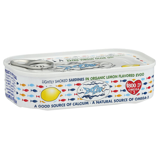 Bela Lightly Smoked In Organic Lemon Flavored Extra Virgin Olive Oil Sardines 4.25 oz