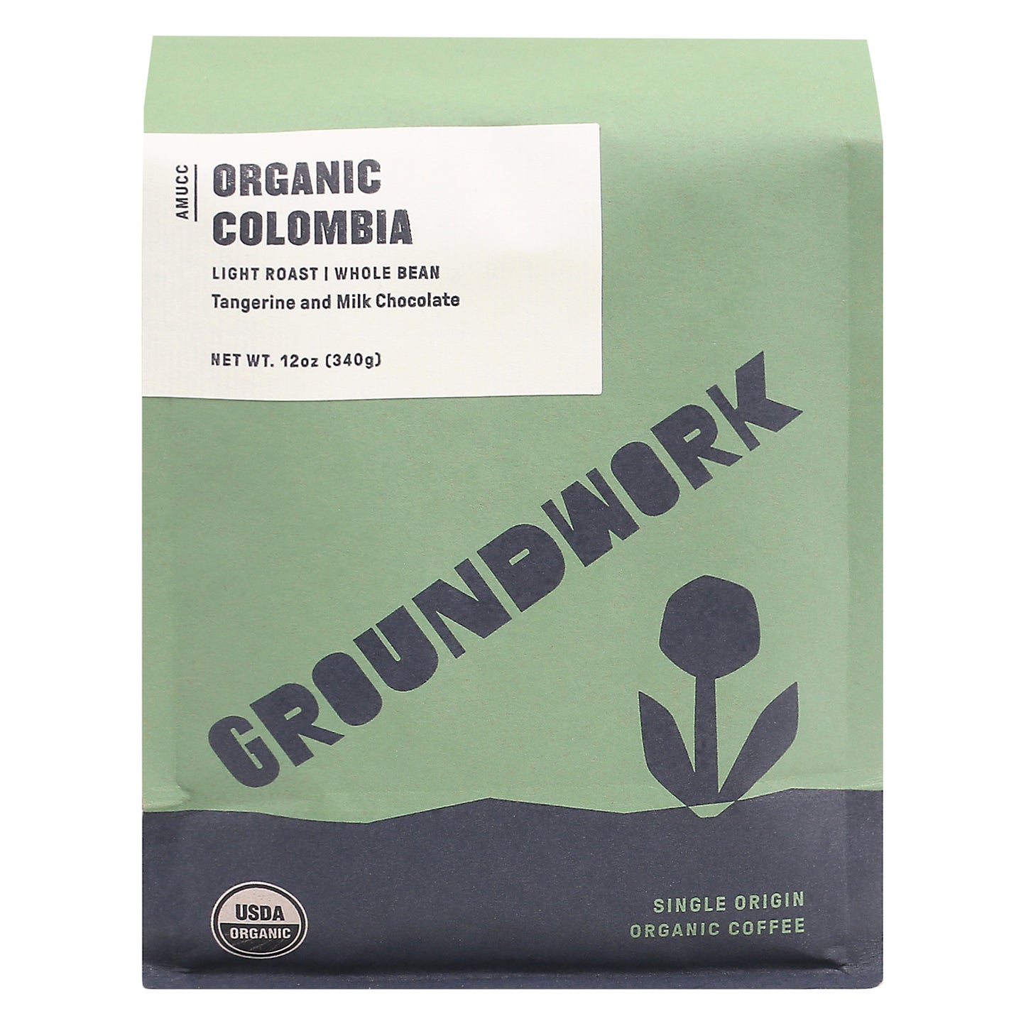 Groundwork Organic Light Roast Whole Bean Colombia Coffee 12 oz