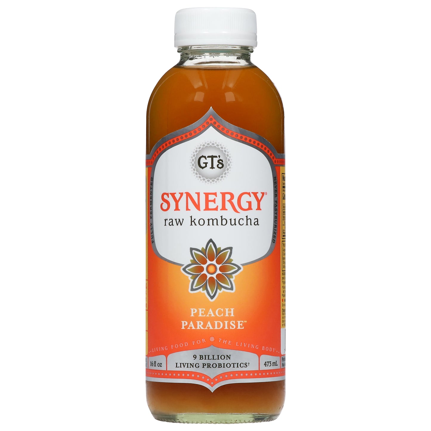 GT's Synergy Raw Peach Paradise Kombucha 16 fl oz