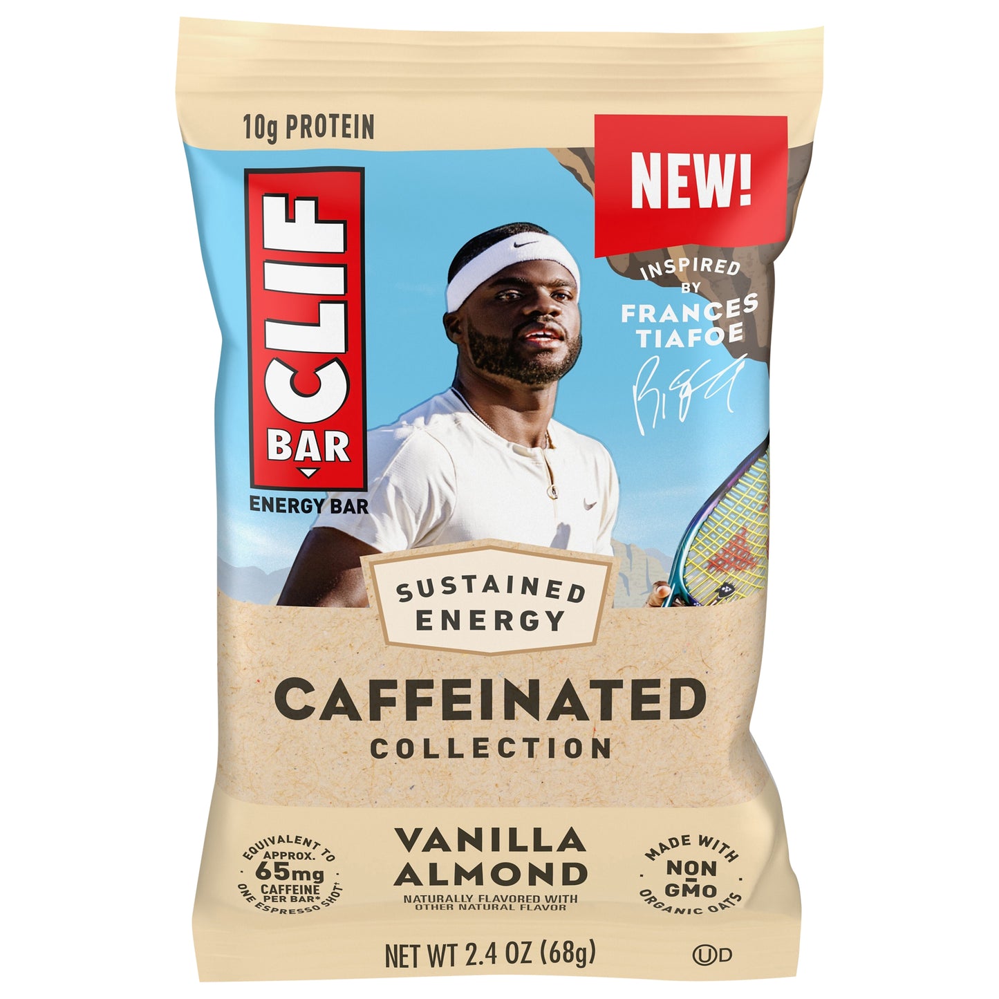 CLIF BAR Caffeinated Collection - Vanilla Almond Flavor - Made with Organic Oats - Energy Bars - Non-GMO - Plant Based Protein Bars (1 Count)