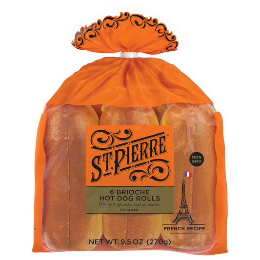 St Pierre 6 Brioche Hot Dog Rolls