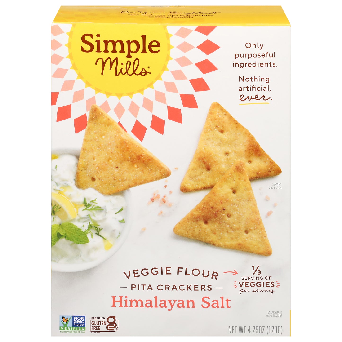 Simple Mills Veggie Flour Himalayan Salt Pita Crackers 4.25 oz