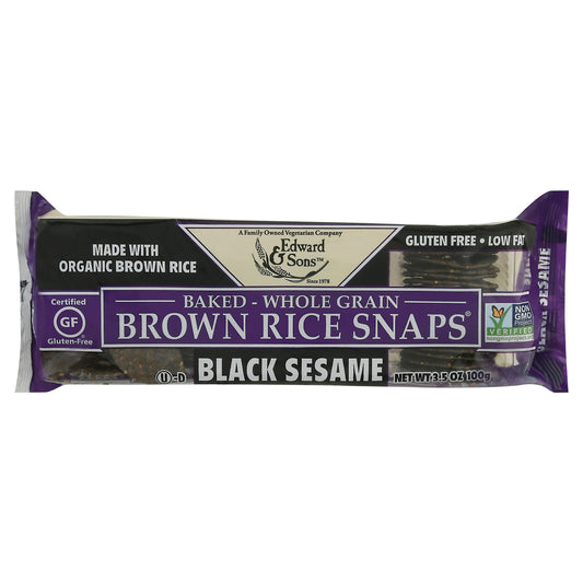 Edward & Sons Black Sesame Brown Rice Snaps 3.5 oz Wrapper