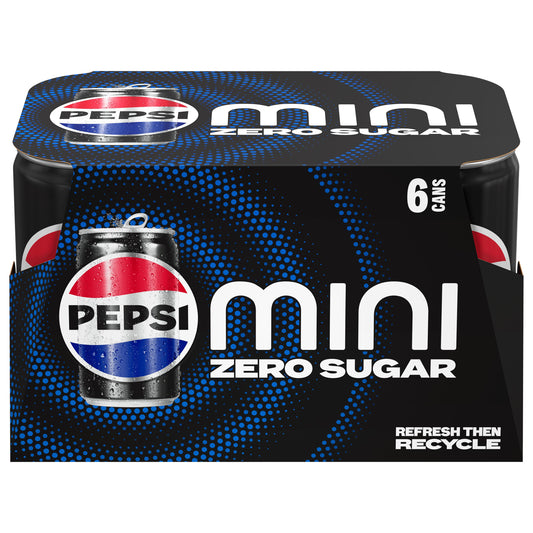 Pepsi Zero Sugar Mini Soda Cola 7.5 Fl Oz 6 Count