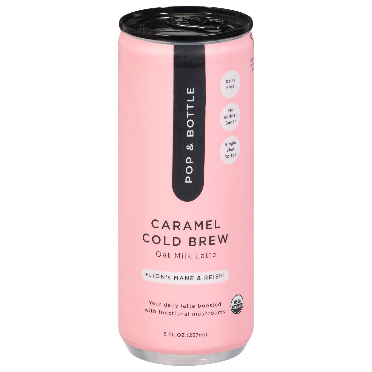Pop & Bottle +Lion's Mane & Reishi Caramel Cold Brew Oat Milk Latte 8 fl oz