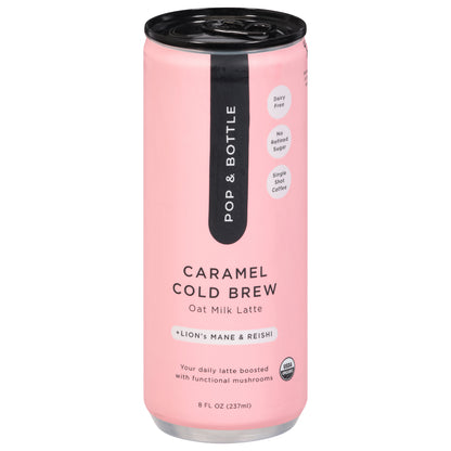 Pop & Bottle +Lion's Mane & Reishi Caramel Cold Brew Oat Milk Latte 8 fl oz