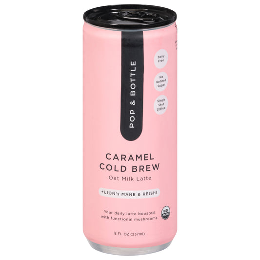 Pop & Bottle +Lion's Mane & Reishi Caramel Cold Brew Oat Milk Latte 8 fl oz