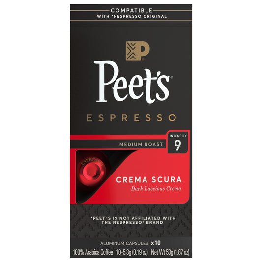Peet's Coffee, Crema Scura (Intensity 9) Medium Roast Capsules - 10ct Capsules