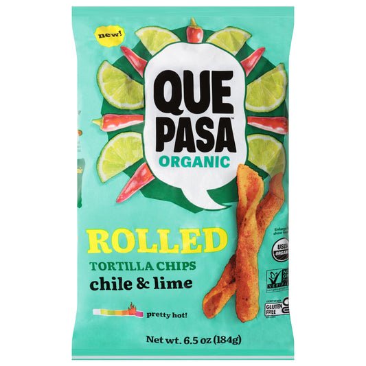 Que Pasa Organic Rolled Chile & Lime Tortilla Chips 6.5 oz