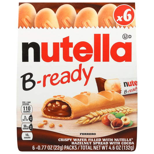 Nutella B-Ready Crispy Hazelnut Spread with Cocoa Wafer 6 - 0.77 oz Packs
