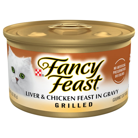 Purina Fancy Feast Grilled Wet Cat Food Liver and Chicken Feast in Wet Cat Food Gravy - 3 oz. Can