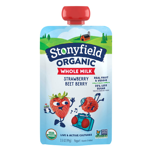 Stonyfield® Organic Strawberry Beet Berry Whole Milk Yogurt 3.5 oz. Pouch