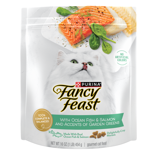 Purina Fancy Feast Dry Cat Food With Ocean Fish and Salmon - 16 oz. Bag