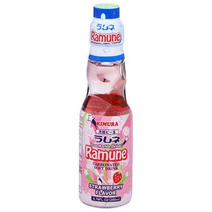 Kimura Carbonated Ramune Strawberry Flavor Soft Drink 6.76 fl oz