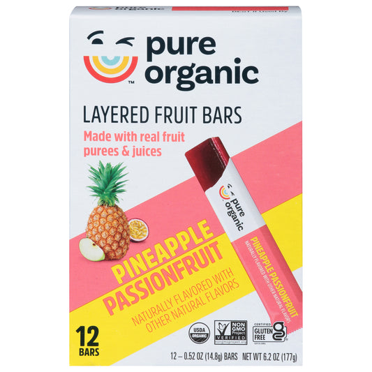 Pure Organic Layered Pineapple Passionfruit Fruit Bars 12 - 0.52 oz Bars
