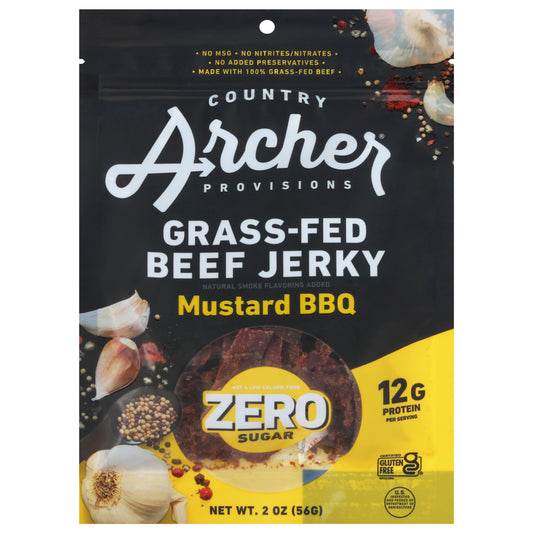 Country Archer Provisions Mustard BBQ Zero Sugar Beef Jerky 2 oz