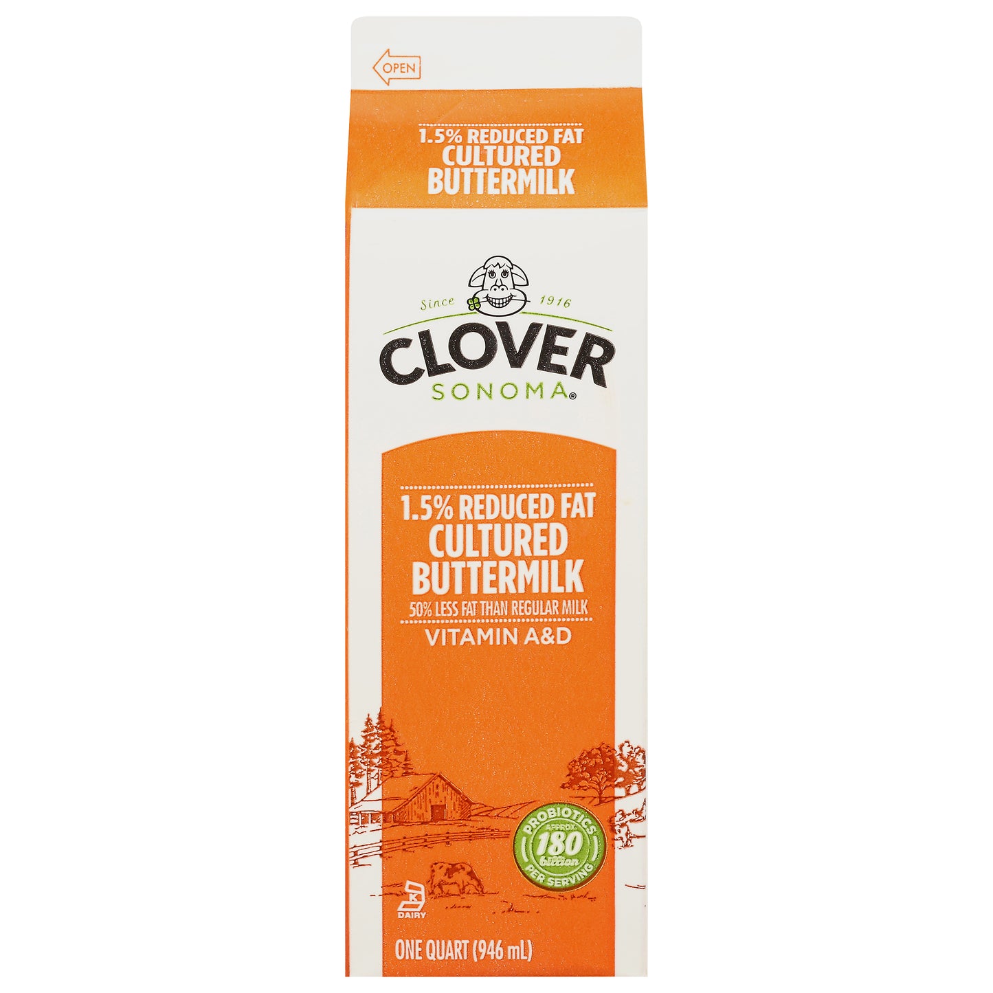 Clover Sonoma Cultured 1.5% Reduced Fat Buttermilk 1 qt