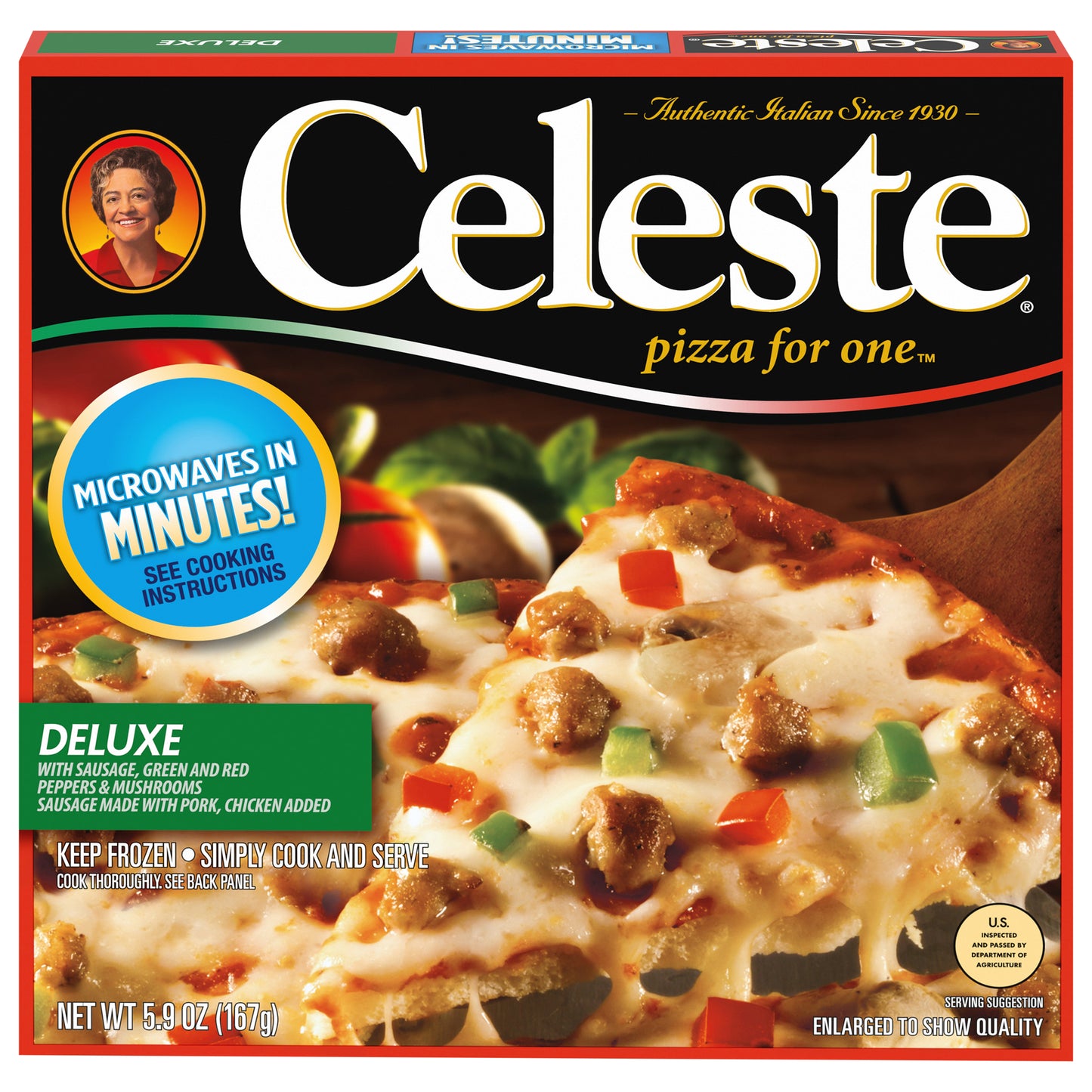Celeste Deluxe Pizza for One, Individual Microwavable Frozen Pizza, 5.9 oz.