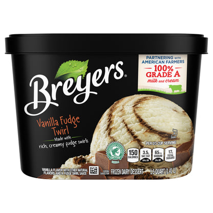 Breyers Frozen Dairy Dessert Vanilla Fudge Twirl 48 oz