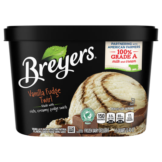 Breyers Frozen Dairy Dessert Vanilla Fudge Twirl 48 oz