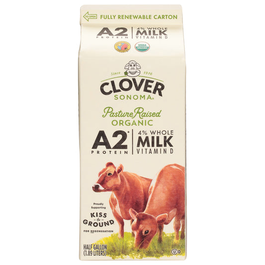 Clover Sonoma 4% Whole Organic Pasture Raised Milk 0.5 gal