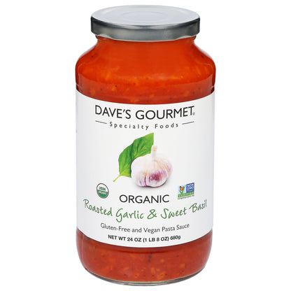 Dave's Gourmet Organic Roasted Garlic & Sweet Basil Pasta Sauce 24 oz