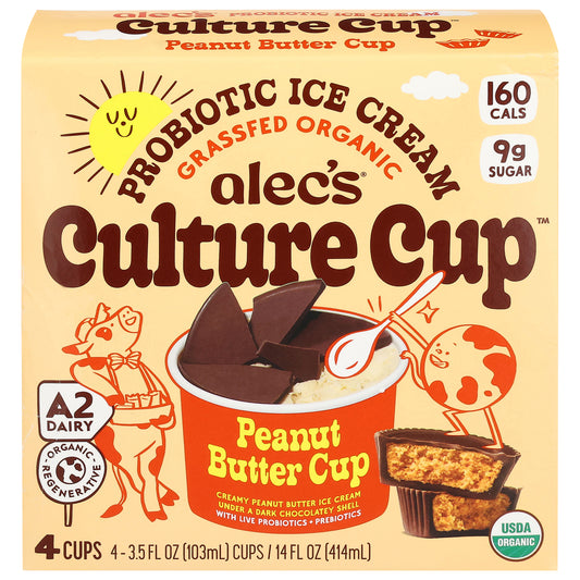 Alec's Culture Cup Peanut Butter Cup Probiotic Ice Cream 4 - 3.5 fl oz Cups
