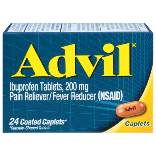 Advil Pain Reliever and Fever Reducer, Ibuprofen 200mg for Pain Relief - 24 Coated Caplets