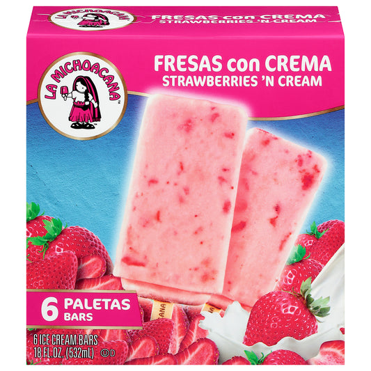 La Michoacana Strawberries 'N Cream Ice Cream Bars 6 ea