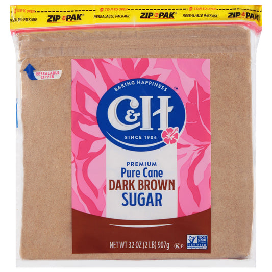 C&H Premium Pure Cane Dark Brown Sugar 2 lb. Bag