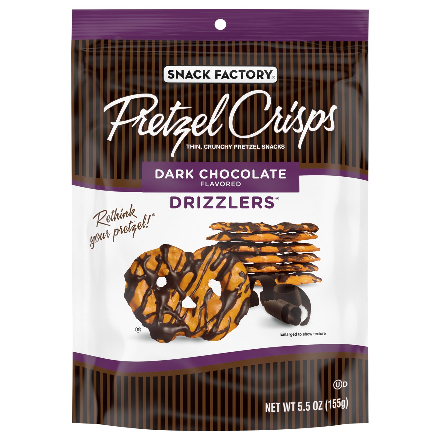 Snack Factory Drizzlers Dark Chocolate Flavored Pretzel Crisps 5.5 oz