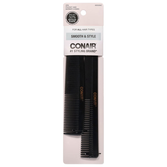 Conair Smooth & Style Pocket and Barber Combs 2 Each