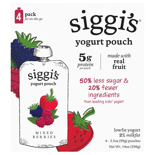 siggi’s Lowfat Yogurt Pouches, Mixed Berries, 3.5 oz., 4 Ct