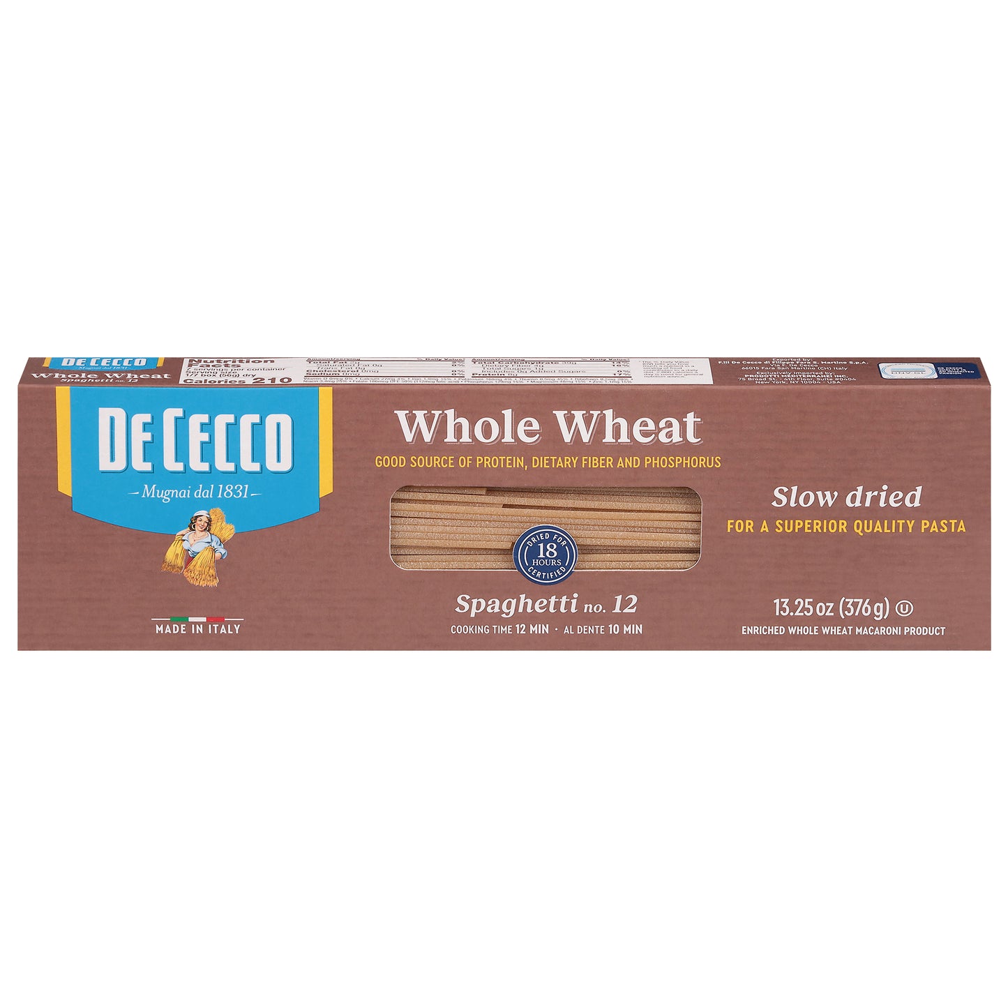 De Cecco Whole Wheat No. 12 Spaghetti 13.25 oz